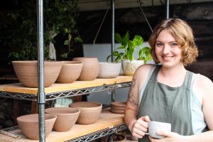 Sally Flannery ceramicist at her studio